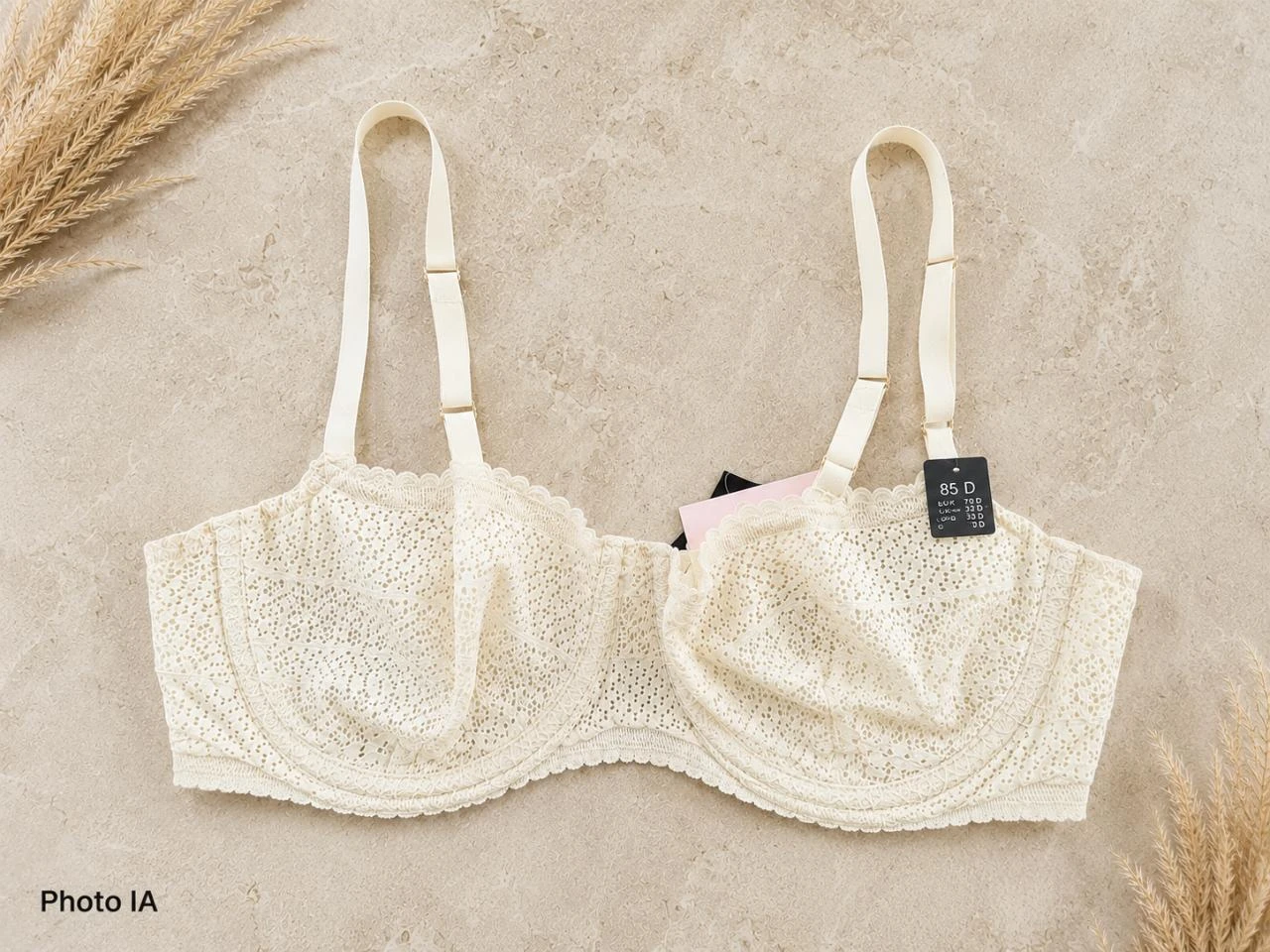 Soutien-gorge souple à armatures dentelle structurée jaune pastel doux • 85B • N